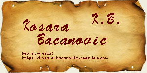 Kosara Bacanović vizit kartica